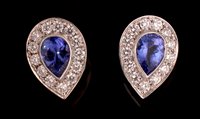 Lot 832 - Tanzanite and diamond cluster earrings