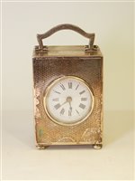 Lot 641 - George V silver cased carriage clock