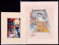 Lot 1208 - Sheila Ross - gouache and ink on board; and Anne Knight - pen, ink and watercolour.