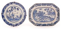 Lot 70 - Two 18th Century Chinese blue and white plates.