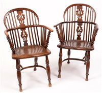 Lot 959 - A matched pair of Windsor chairs.