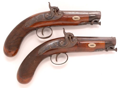 Lot 499 - Pair of pistols - Burmand, Newcastle.