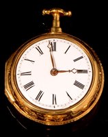 Lot 683 - A George III gilt brass verge pocket watch.
