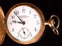 Lot 675 - A lady's Longines 18k hunter fob watch.