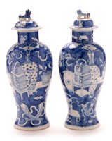 Lot 7 - A pair of late 19th Century Chinese blue and white vases