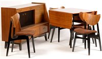 Lot 1116 - G-Plan: a teak and ebonised six-piece dining room suite.