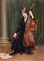 Lot 240 - Portrait of a female cellist.