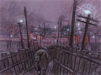 Lot 244 - "Pit road with street lights".
