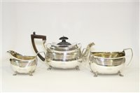 Lot 582 - Silver teapot, sugar bowl and jug