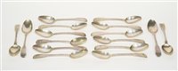 Lot 590 - Sixteen Georgian silver teaspoons