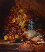 Lot 327 - Still-life of fruit and mallard ducks.