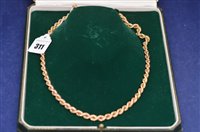 Lot 311 - A 9ct. yellow gold rope chain necklace.