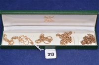 Lot 313 - Five gold chains.