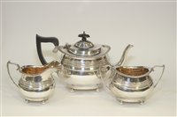 Lot 608 - Silver three piece tea service
