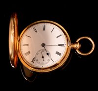 Lot 687 - An 18ct gold hunter pocket watch.