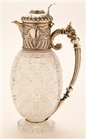 Lot 572 - Cut Glass silver mounted claret jug