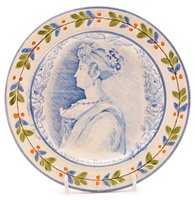 Lot 123 - Circular Prattware plate queen Caroline