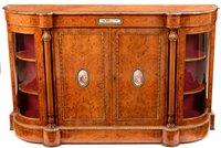 Lot 709 - A fine Victorian burr walnut and ormolu mounted credenza.