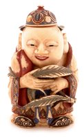 Lot 31 - Chinese carved, painted and stained ivory snuff bottle
