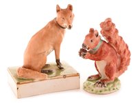 Lot 107 - 18th Century Derby model of a seated squirrel another of a fox