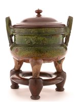 Lot 16 - Chinese green glazed earthenware censer