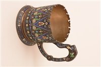 Lot 626 - Russian enamelled silver tea cup holder