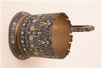 Lot 626 - Russian enamelled silver tea cup holder