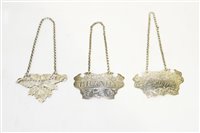 Lot 651 - Three decanter labels