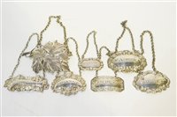 Lot 652 - Seven Georgian decanter labels