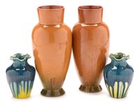 Lot 118 - Two Linthorpe brown vases and two others