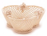 Lot 153 - Belleek porcelain trefoil lattice basket