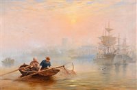 Lot 368 - "Shrimpers: a hazy morning on the Tyne".