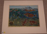 Lot 216 - Seahorses and flying fish.