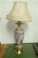 Lot 708 - Famillle rose lamp