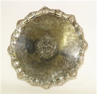 Lot 571A - George II silver salver.