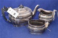Lot 125 - George V silver three piece teaset