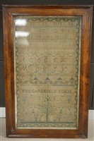 Lot 590a - A framed sampler of the garden of eden