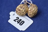 Lot 240 - Yellow metal earrings