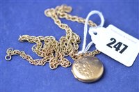 Lot 247 - 9ct necklace and rolled gold pendant