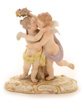 Lot 113 - A Meissen group.