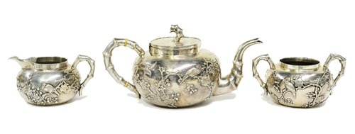 Lot 443 - A Chinese silver tea set