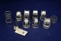 Lot 373 - Silver napkin rings.