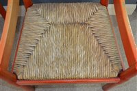 Lot 1124 - Vico Magistretti for Habitat: six beech and rush seated armchairs.