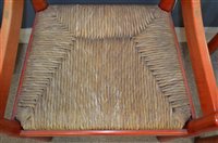 Lot 1124 - Vico Magistretti for Habitat: six beech and rush seated armchairs.