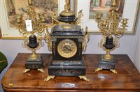 Lot 692 - Clock garniture set