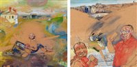 Lot 1231 - Mike Clay - pair of acrylic paintings.