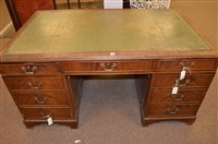 Lot 624 - Georgian style ahogany pedestal desk.