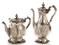 Lot 414 - Silver coffee pot and near matching teapot