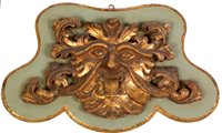 Lot 369 - Green Man gilt carved wood plaque