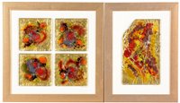 Lot 29 - Christine Romano four glass panels, framed.
